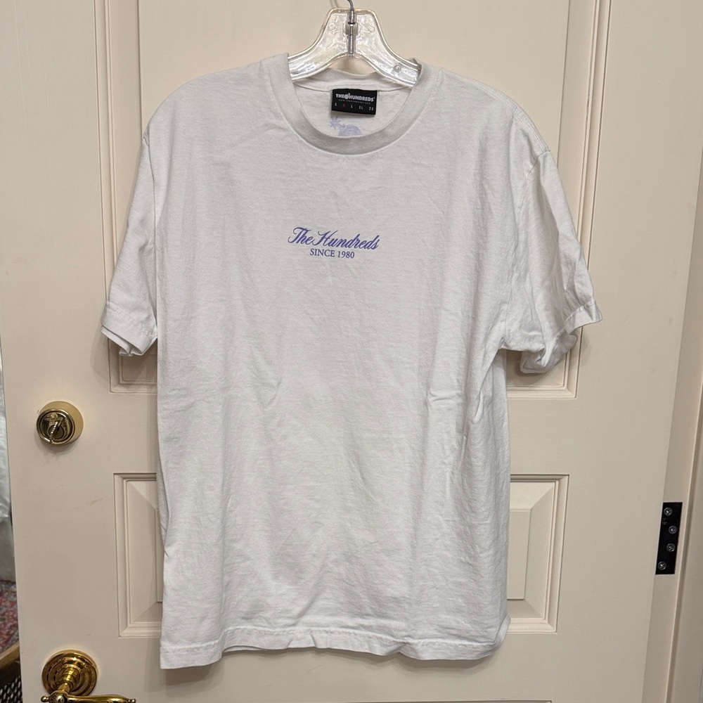 The Hundreds White Tee with Purple Logo